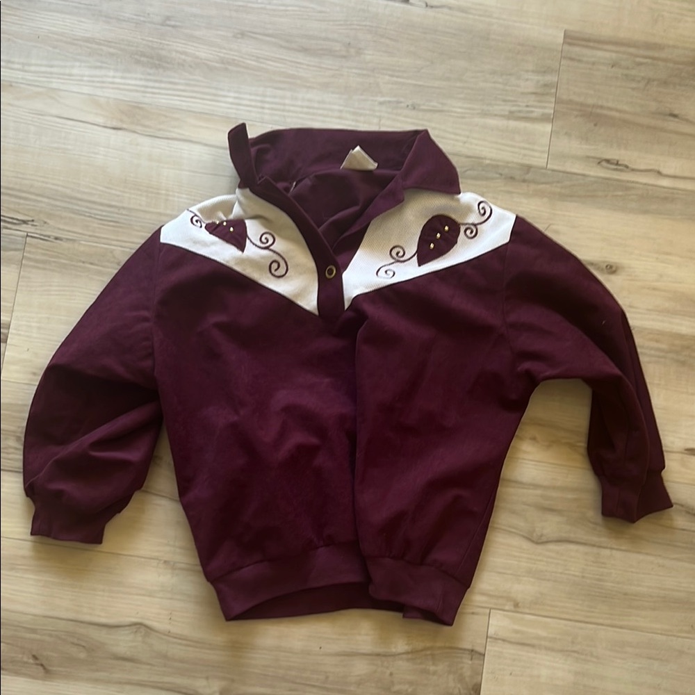 Vintage Maroon Sweatshirt with White Accents